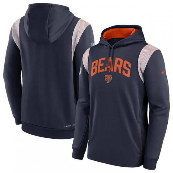 Men Chicago Bears Navy Sideline Stack Performance Pullover Hoodie 002 Men Chicago Bears Navy Sideline Stack Performance Pullover Hoodie 002
