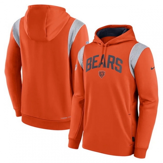 Men Chicago Bears Orange Sideline Stack Performance Pullover Hoodie 001 Men Chicago Bears Orange Sideline Stack Performance Pullover Hoodie 001