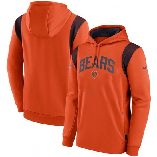 Men Chicago Bears Orange Sideline Stack Performance Pullover Hoodie 002 Men Chicago Bears Orange Sideline Stack Performance Pullover Hoodie 002