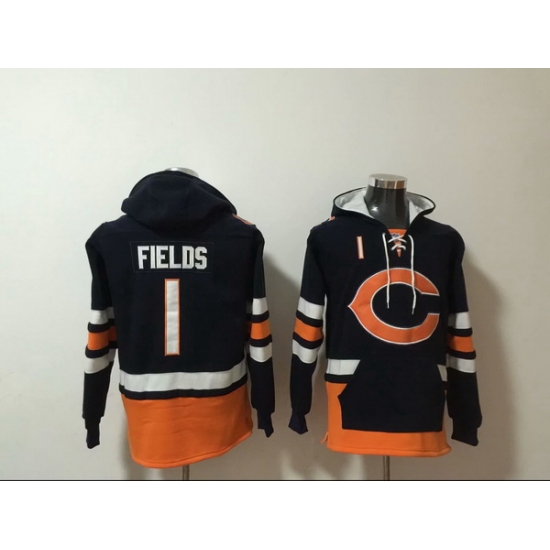 Men Nike Chicago Bears Justin Fields 1 NFL Winter Thick Hoodie Men Nike Chicago Bears Justin Fields 1 NFL Winter Thick Hoodie
