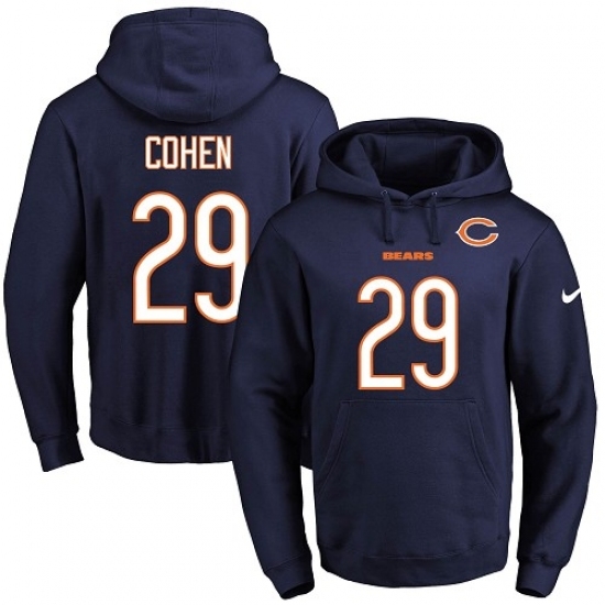 NFL Mens Nike Chicago Bears 29 Tarik Cohen Navy Blue Name Number Pullover Hoodie NFL Mens Nike Chicago Bears 29 Tarik Cohen Navy Blue Name Number Pullover Hoodie