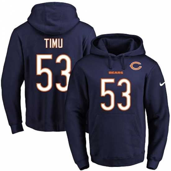 NFL Mens Nike Chicago Bears 53 John Timu Navy Blue Name Number Pullover Hoodie NFL Mens Nike Chicago Bears 53 John Timu Navy Blue Name Number Pullover Hoodie