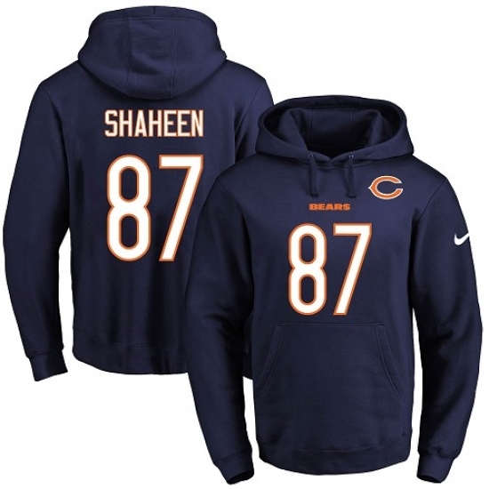NFL Mens Nike Chicago Bears 87 Adam Shaheen Navy Blue Name Number Pullover Hoodie NFL Mens Nike Chicago Bears 87 Adam Shaheen Navy Blue Name Number Pullover Hoodie