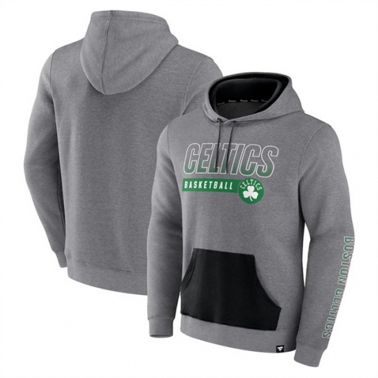 Men Boston Celtics Heathered Gray Off The Bench Color Block Pullover Hoodie Men Boston Celtics Heathered Gray Off The Bench Color Block Pullover Hoodie