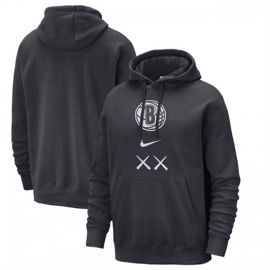 Men Brooklyn Nets Black 2023 24 City Edition Essential Club Pullover Hoodie Men Brooklyn Nets Black 2023 24 City Edition Essential Club Pullover Hoodie