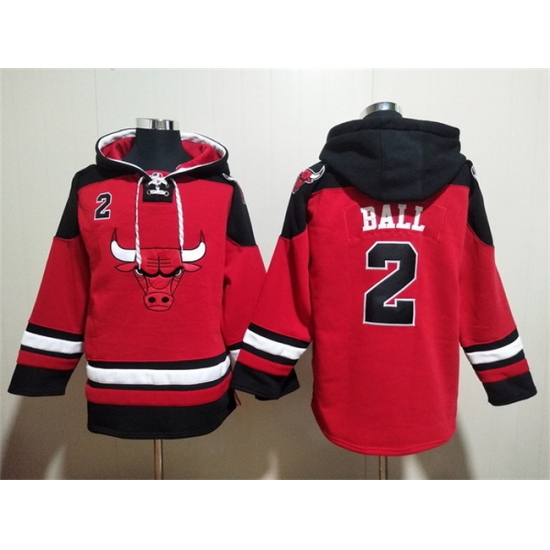 Men Chicago Bulls 2 Lonzo Ball Red Black Ageless Must Have Lace Up Pullover Hoodie Men Chicago Bulls 2 Lonzo Ball Red Black Ageless Must Have Lace Up Pullover Hoodie