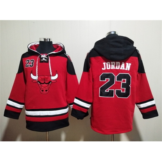 Men Chicago Bulls 23 Michael Jordan Red Black Ageless Must Have Lace Up Pullover Hoodie Men Chicago Bulls 23 Michael Jordan Red Black Ageless Must Have Lace Up Pullover Hoodie