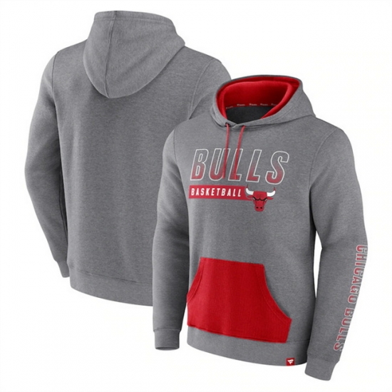 Men Chicago Bulls Heathered Gray Off The Bench Color Block Pullover Hoodie Men Chicago Bulls Heathered Gray Off The Bench Color Block Pullover Hoodie