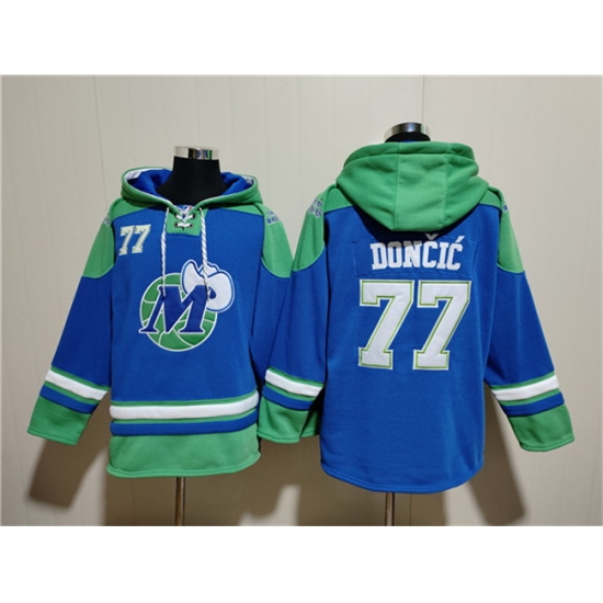 Men Dallas Mavericks 77 Luka Doncic Royal Ageless Must Have Lace Up Pullover Hoodie Men Dallas Mavericks 77 Luka Doncic Royal Ageless Must Have Lace Up Pullover Hoodie