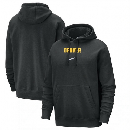 Men Denver Nuggets Black 2023 24 City Edition Essential Club Pullover Hoodie Men Denver Nuggets Black 2023 24 City Edition Essential Club Pullover Hoodie