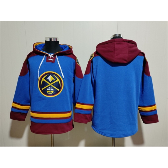 Men Denver Nuggets Blank Blue Red Lace Up Pullover Hoodie Men Denver Nuggets Blank Blue Red Lace Up Pullover Hoodie