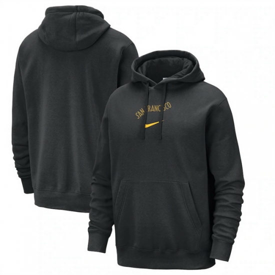 Men Golden State Warriors Black 2023 24 City Edition Essential Club Pullover Hoodie Men Golden State Warriors Black 2023 24 City Edition Essential Club Pullover Hoodie