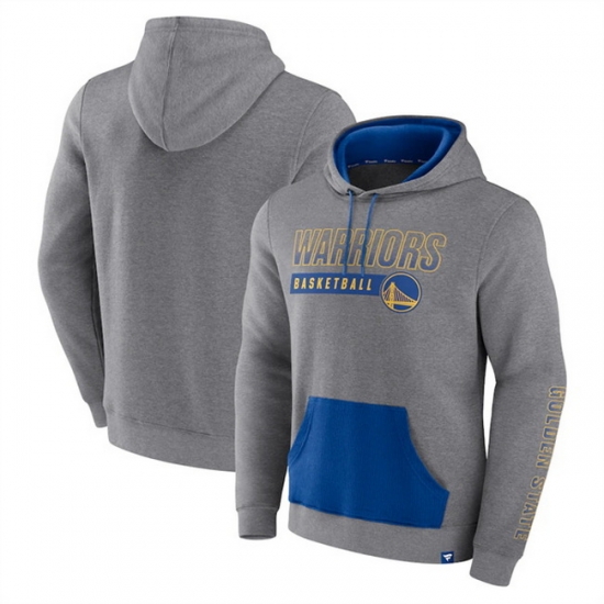 Men Golden State Warriors Heathered Gray Off The Bench Color Block Pullover Hoodie Men Golden State Warriors Heathered Gray Off The Bench Color Block Pullover Hoodie