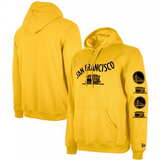 Men Golden State Warriors Yellow 2023 24 City Edition Pullover Hoodie Men Golden State Warriors Yellow 2023 24 City Edition Pullover Hoodie