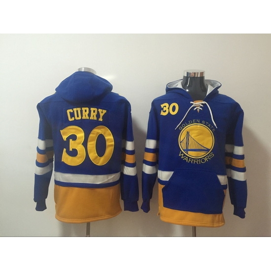 Men's Golden State Warriors #30 Stephen Curry Blue Lace-Up Pullover Hoodie Men's Golden State Warriors #30 Stephen Curry Blue Lace-Up Pullover Hoodie