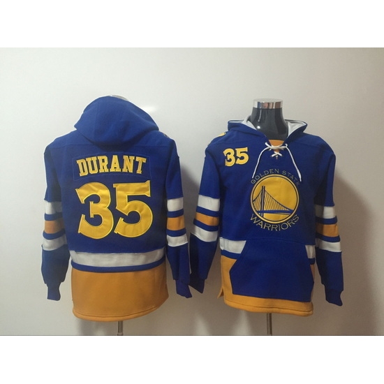 Men's Golden State Warriors #35 Kevin Durant Blue Lace-Up Pullover Hoodie Men's Golden State Warriors #35 Kevin Durant Blue Lace-Up Pullover Hoodie