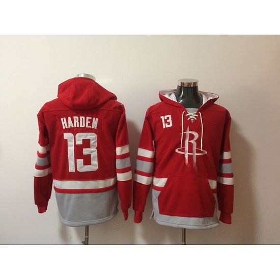 Men Houston Rockets 13 James Harden Red All Stitched Hoody Men Houston Rockets 13 James Harden Red All Stitched Hoody