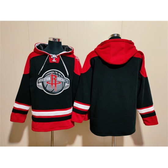 Men Houston Rockets Blank Black Red Lace Up Pullover Hoodie Men Houston Rockets Blank Black Red Lace Up Pullover Hoodie