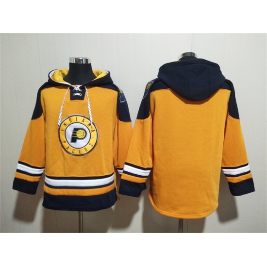 Men Indiana Pacers Blank Yellow Lace Up Pullover Hoodie Men Indiana Pacers Blank Yellow Lace Up Pullover Hoodie