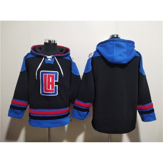 Men Los Angeles Clippers Blank Black Blue Lace Up Pullover Hoodie Men Los Angeles Clippers Blank Black Blue Lace Up Pullover Hoodie