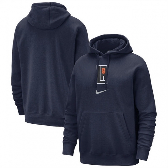 Men Los Angeles Clippers Navy 2023 24 City Edition Essential Club Pullover Hoodie Men Los Angeles Clippers Navy 2023 24 City Edition Essential Club Pullover Hoodie