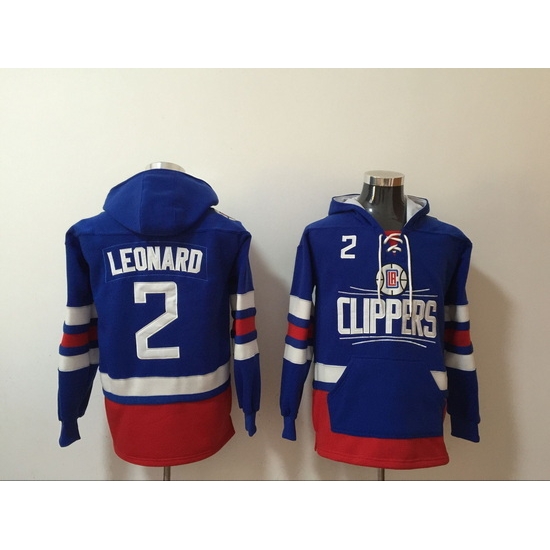 Men's Los Angeles Clippers #2 Kawhi Leonard Blue Lace-Up Pullover Hoodie Men's Los Angeles Clippers #2 Kawhi Leonard Blue Lace-Up Pullover Hoodie