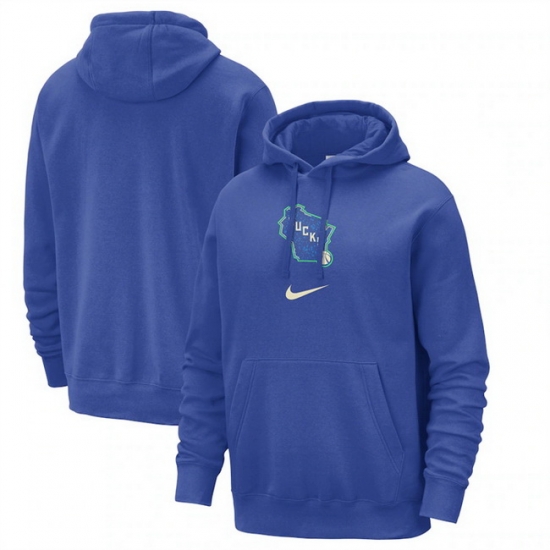 Men Milwaukee Bucks Royal 2023 24 City Edition Essential Club Pullover Hoodie Men Milwaukee Bucks Royal 2023 24 City Edition Essential Club Pullover Hoodie