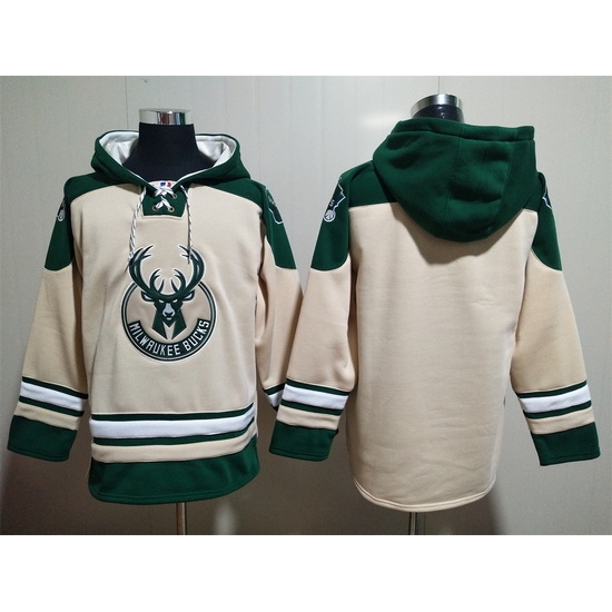 Men's Milwaukee Bucks Blank Cream Hoodie Men's Milwaukee Bucks Blank Cream Hoodie