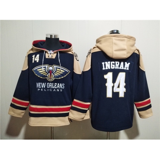 Men New Orleans Pelicans 14 Brandon Ingram Navy Ageless Must Have Lace Up Pullover Hoodie Men New Orleans Pelicans 14 Brandon Ingram Navy Ageless Must Have Lace Up Pullover Hoodie