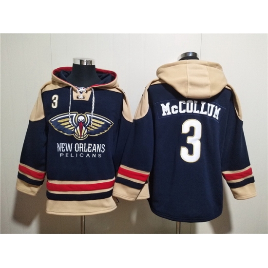 Men New Orleans Pelicans 3 CJ McCollum Navy Ageless Must Have Lace Up Pullover Hoodie Men New Orleans Pelicans 3 CJ McCollum Navy Ageless Must Have Lace Up Pullover Hoodie