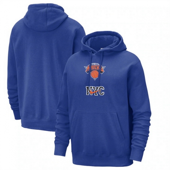 Men New York Knicks Blue 2023 24 City Edition Essential Club Pullover Hoodie Men New York Knicks Blue 2023 24 City Edition Essential Club Pullover Hoodie
