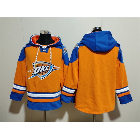 Men Oklahoma City Thunder Blank Orange Blue Lace Up Pullover Hoodie Men Oklahoma City Thunder Blank Orange Blue Lace Up Pullover Hoodie