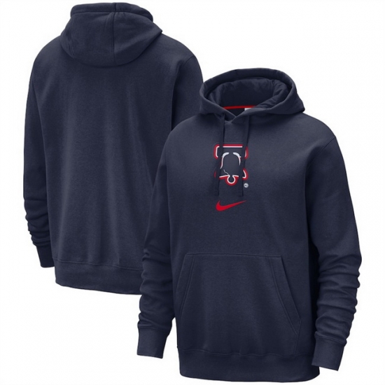 Men Philadelphia 76ers Navy 2023 24 City Edition Essential Club Pullover Hoodie Men Philadelphia 76ers Navy 2023 24 City Edition Essential Club Pullover Hoodie