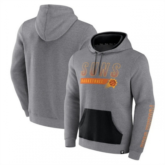 Men Phoenix Suns Heathered Gray Off The Bench Color Block Pullover Hoodie Men Phoenix Suns Heathered Gray Off The Bench Color Block Pullover Hoodie
