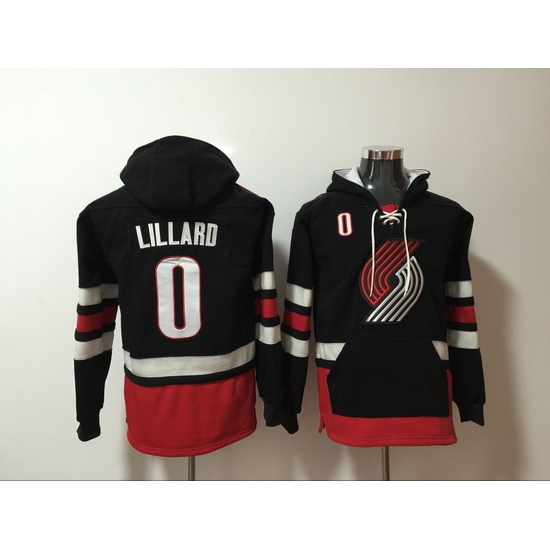 Men's Portland Trail Blazers #0 Damian Lillard Black Stitched Hoody Men's Portland Trail Blazers #0 Damian Lillard Black Stitched Hoody