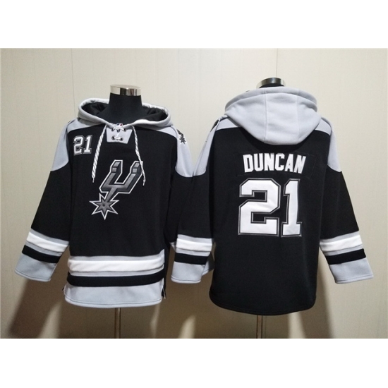 Men San Antonio Spurs 21 Tim Duncan Black Ageless Must Have Lace Up Pullover Hoodie Men San Antonio Spurs 21 Tim Duncan Black Ageless Must Have Lace Up Pullover Hoodie