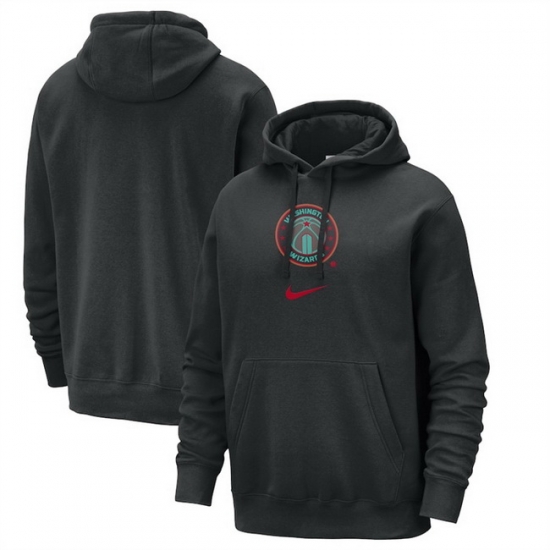 Men Washington Wizards Black 2023 24 City Edition Essential Club Pullover Hoodie Men Washington Wizards Black 2023 24 City Edition Essential Club Pullover Hoodie