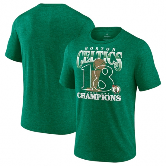 Men Boston Celtics Kelly Green 18 Time NBA Finals Champions Tri Blend T Shirt Men Boston Celtics Kelly Green 18 Time NBA Finals Champions Tri Blend T Shirt