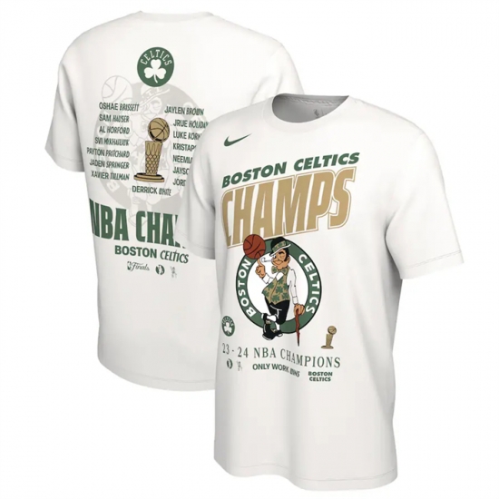 Men Boston Celtics White 2024 Finals Champions Celebration Roster T Shirt Men Boston Celtics White 2024 Finals Champions Celebration Roster T Shirt