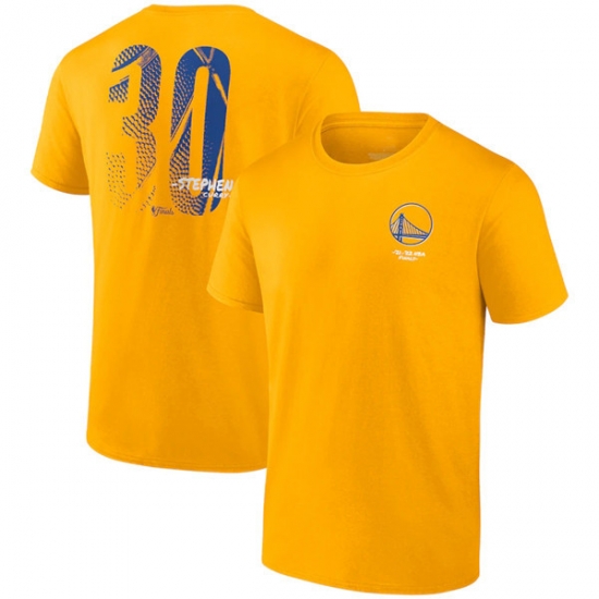 Men's Golden State Warriors #30 Stephen Curry 2021-2022 Gold NBA Finals Champions Name & Number T-Shirt Men's Golden State Warriors #30 Stephen Curry 2021-2022 Gold NBA Finals Champions Name & Number T-Shirt