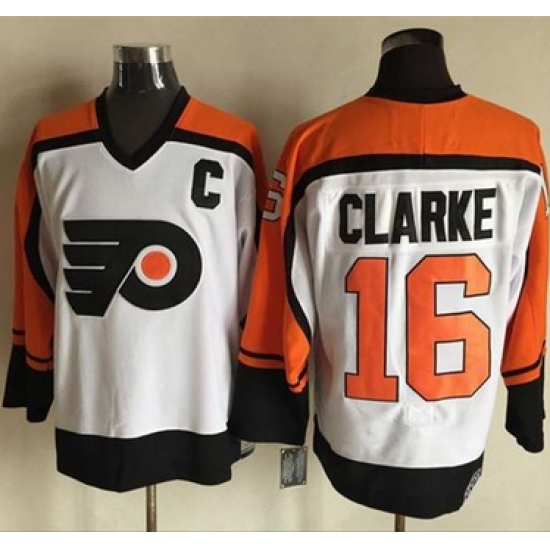 Flyers #16 Bobby Clarke WhiteBlack CCM Throwback Stitched NHL Jersey Flyers #16 Bobby Clarke WhiteBlack CCM Throwback Stitched NHL Jersey