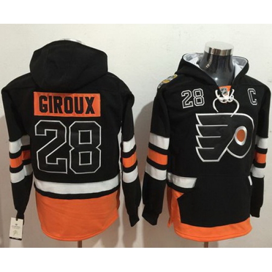 Flyers #28 Claude Giroux Black Name 26 Number Pullover NHL Hoodie Flyers #28 Claude Giroux Black Name 26 Number Pullover NHL Hoodie