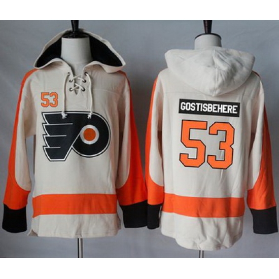 Flyers #53 Shayne Gostisbehere Cream Sawyer Hooded Sweatshirt Stitched NHL Jersey Flyers #53 Shayne Gostisbehere Cream Sawyer Hooded Sweatshirt Stitched NHL Jersey
