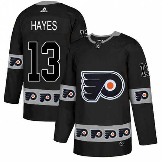 Men Philadelphia Flyers #13 Kevin Hayes Black Team Logo Fashion NHL jersey Men Philadelphia Flyers #13 Kevin Hayes Black Team Logo Fashion NHL jersey