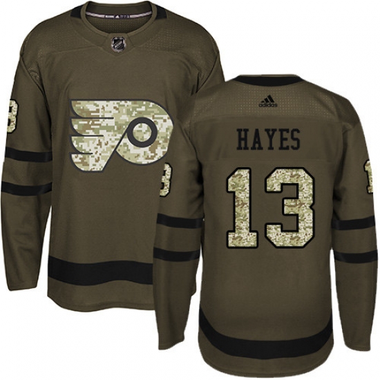 Men Philadelphia Flyers #13 Kevin Hayes Green Salute to Service Stitched NHL Jersey Men Philadelphia Flyers #13 Kevin Hayes Green Salute to Service Stitched NHL Jersey