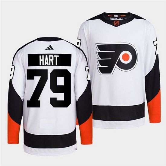 Men Philadelphia Flyers 79 Carter Hart White 2022 Reverse Retro Stitched Jersey Men Philadelphia Flyers 79 Carter Hart White 2022 Reverse Retro Stitched Jersey