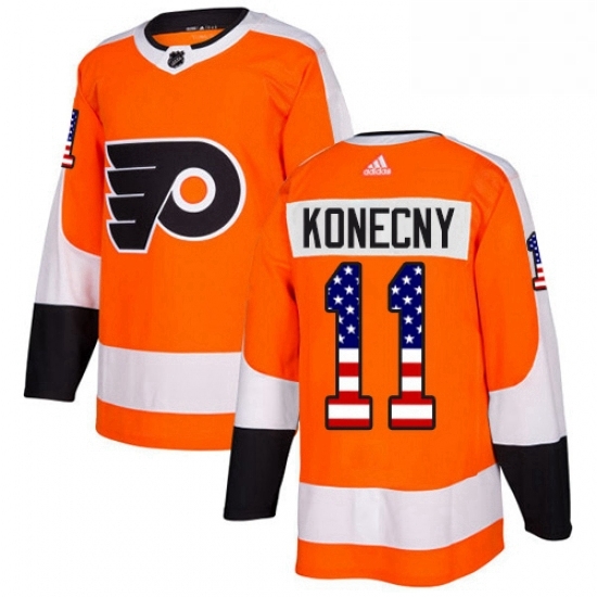Mens Adidas Philadelphia Flyers 11 Travis Konecny Authentic Orange USA Flag Fashion NHL Jersey Mens Adidas Philadelphia Flyers 11 Travis Konecny Authentic Orange USA Flag Fashion NHL Jersey