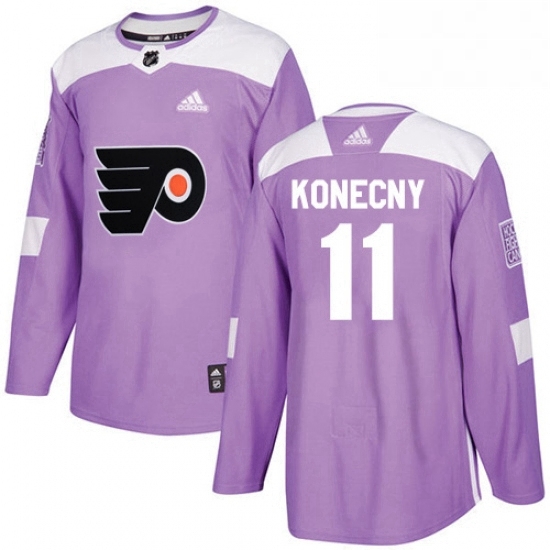 Mens Adidas Philadelphia Flyers 11 Travis Konecny Authentic Purple Fights Cancer Practice NHL Jersey Mens Adidas Philadelphia Flyers 11 Travis Konecny Authentic Purple Fights Cancer Practice NHL Jersey