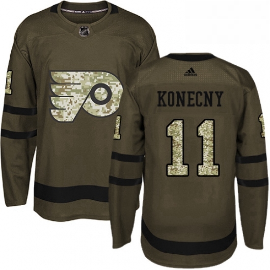Mens Adidas Philadelphia Flyers 11 Travis Konecny Premier Green Salute to Service NHL Jersey Mens Adidas Philadelphia Flyers 11 Travis Konecny Premier Green Salute to Service NHL Jersey