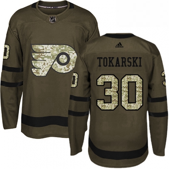 Mens Adidas Philadelphia Flyers 30 Dustin Tokarski Premier Green Salute to Service NHL Jersey Mens Adidas Philadelphia Flyers 30 Dustin Tokarski Premier Green Salute to Service NHL Jersey